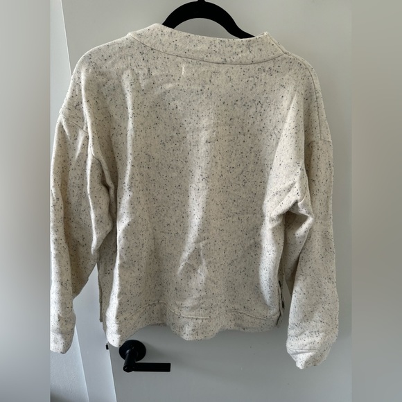 Cream Madewell Medium Mock Neck Dotted Front Pocket Cozy Sweatshirt - Picture 4 of 4